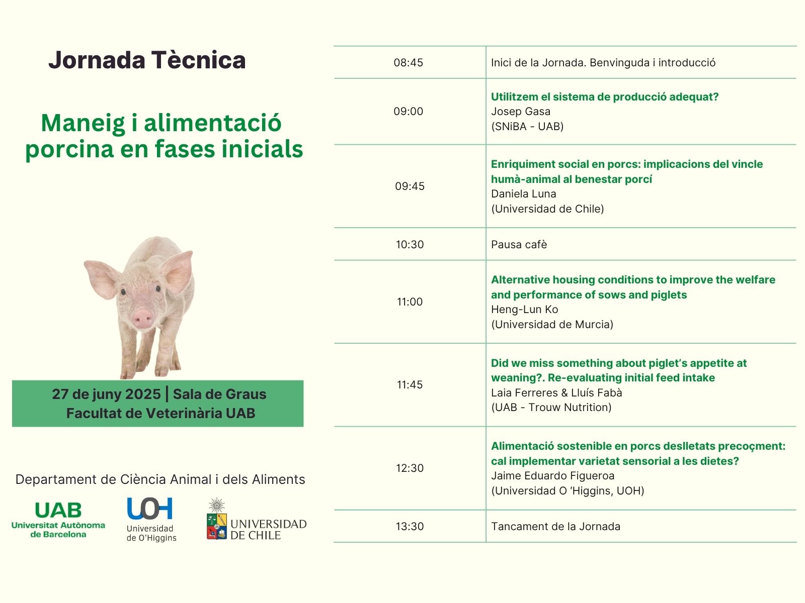 Maneig i alimentació porcina en fases inicials