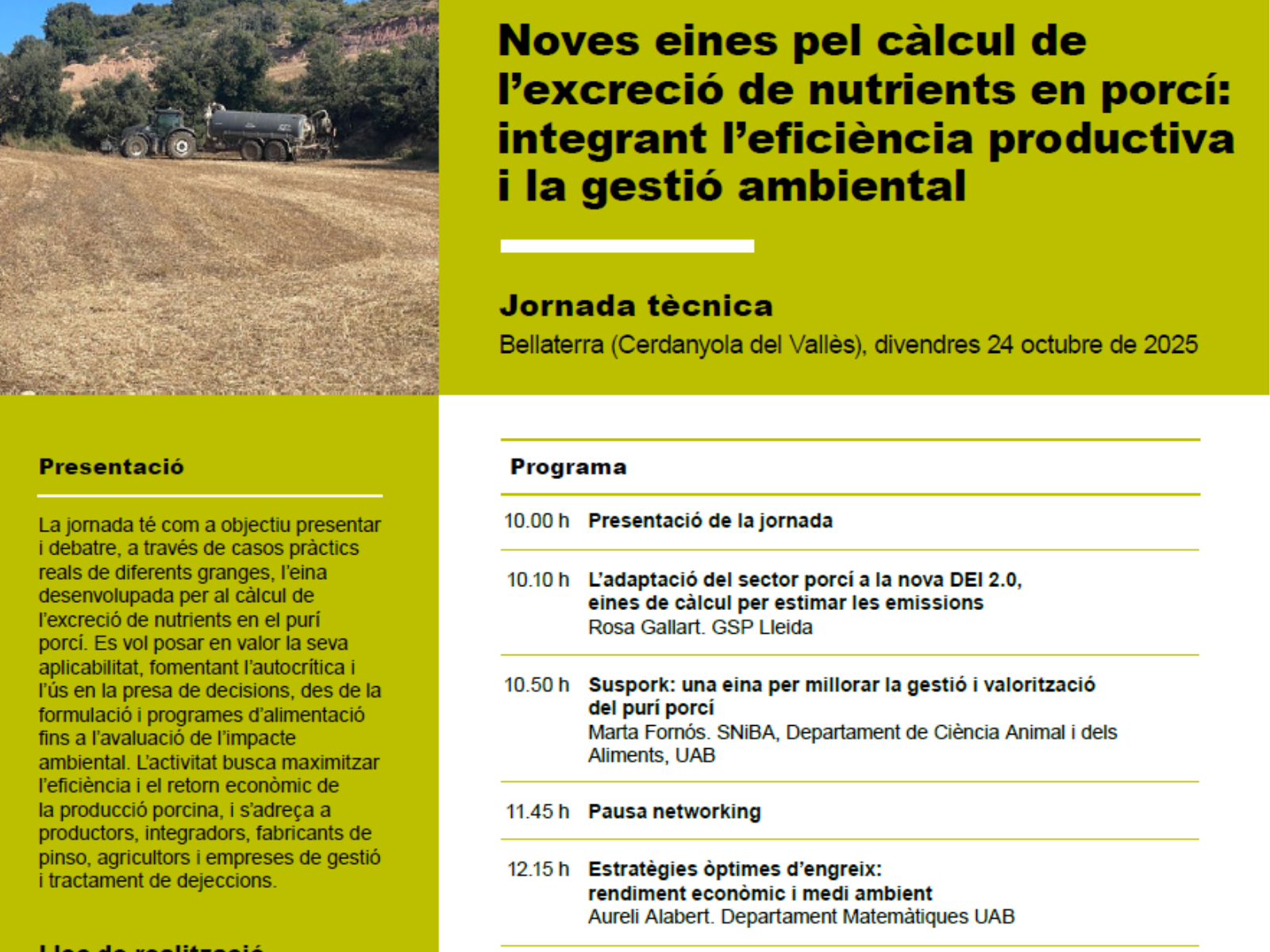 Noves eines pel càlcul de l’excreció de nutrients en porcí: integrant l’eficiència productiva i la gestió ambiental