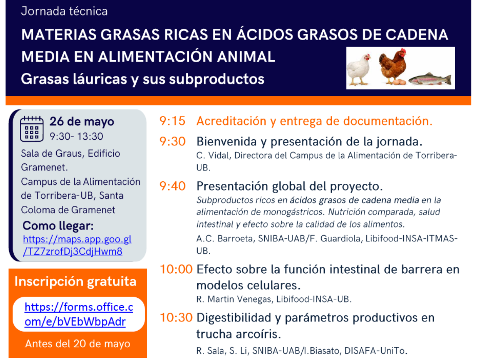 Jornada Técnica: Materias grasas ricas en ácidos grasos de cadena media en alimentación animal